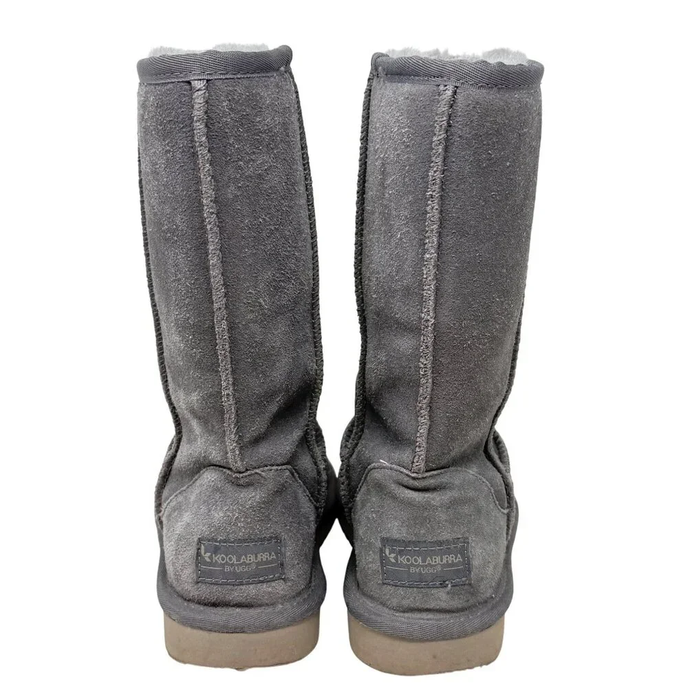 Koolaburra Koola Short By UGG Womens Gray Suede Winter Sheep Fur Boots Boho Sz 5